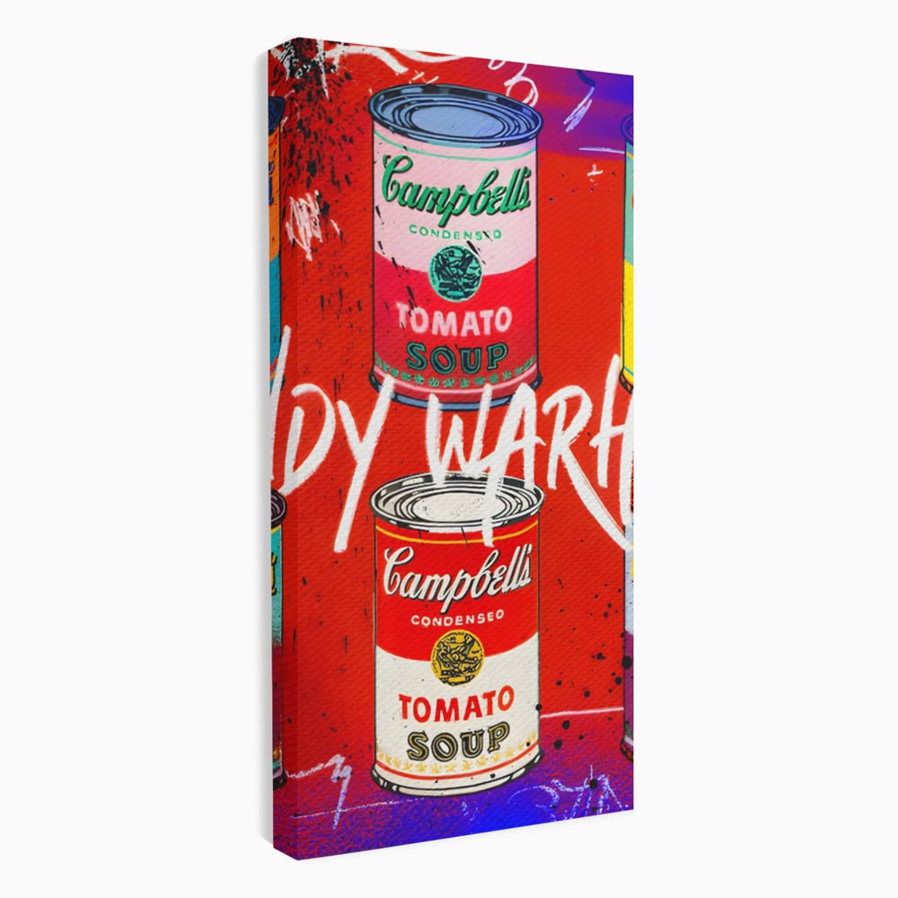 Tablou canvas cu tablou canvas cu cutii de supa, fara rama, pe sasiu de lemn